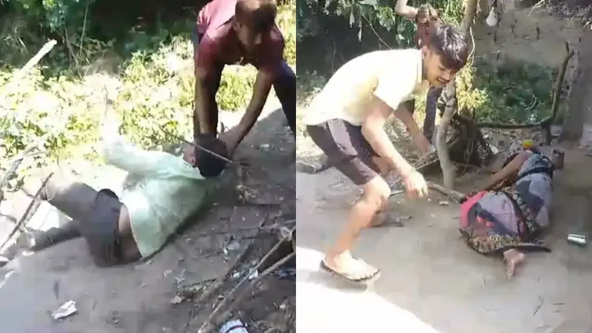 महिला और पुरुष के साथ की गई बर्बर पिटाई