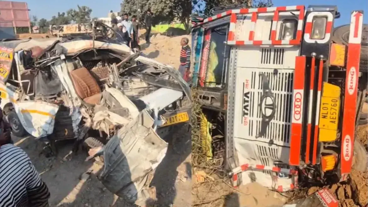 UP News Hathras: Uncontrollable truck hits Magic loaded with passengers, 7 people die on the spot