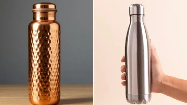 copper vs steel एक्सपर्ट आयुर्वेदिक डॉक्टर सलीम जैदी के अनुसार, कॉपर और स्टील बोतल दोनों के अपने फायदे हैं। जानें किससे मिलेगा ज्यादा हेल्थ बूस्ट और किसका इस्तेमाल सीमित रखें।